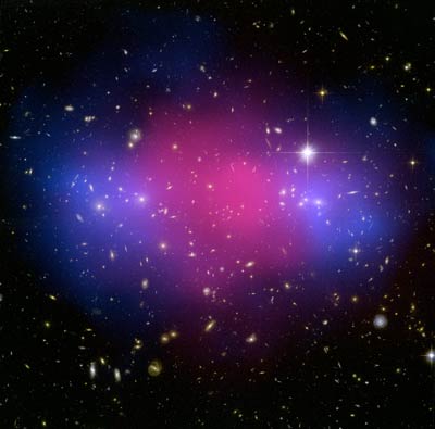 Donkere materie in beeld bij botsing sterrenstelsels