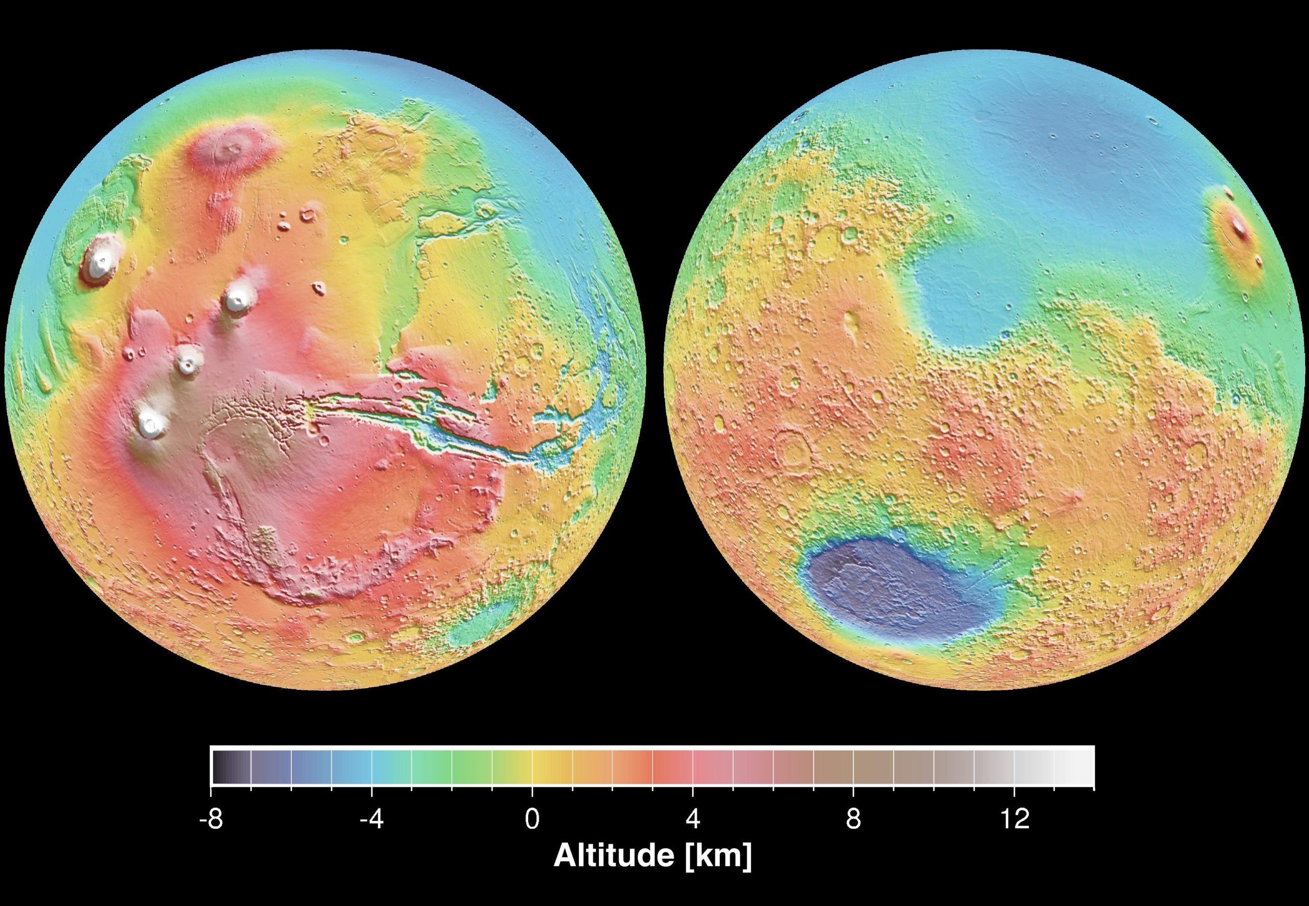 Mars has numerous impact craters that allow us to date the various types of terrain