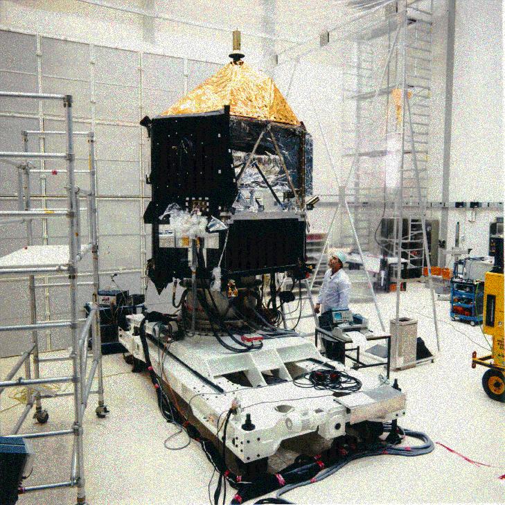 The Hipparcos satellite in the test facilities at ESTEC (1988)