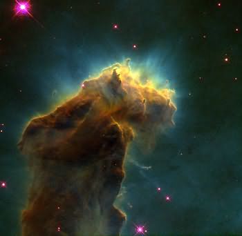 Moleculaire wolken in het object Messier 16 (Hubble ruimtetelescoop)