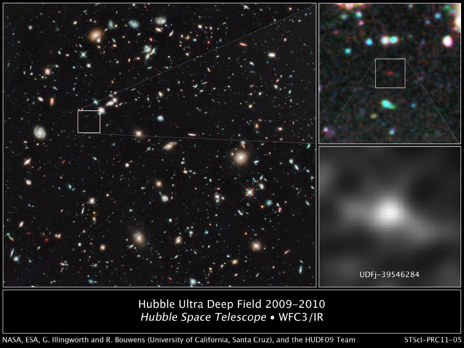 Een van de verste sterrenstelsels in het Hubble Ultra Deep Field 2009 