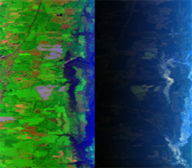 Agrarisch gebied vanuit de ruimte gezien met polarisatie-informatie