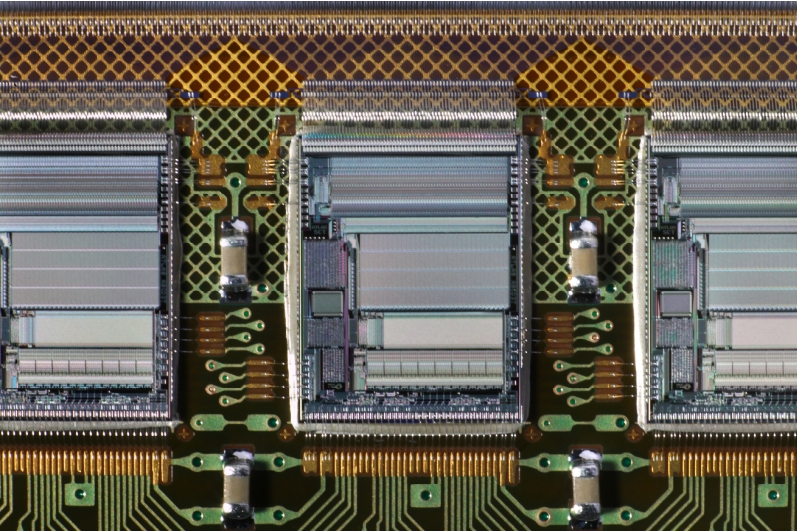 ATLAS Silicon Strip system (SCT): ABCD chips mounted on hybrid