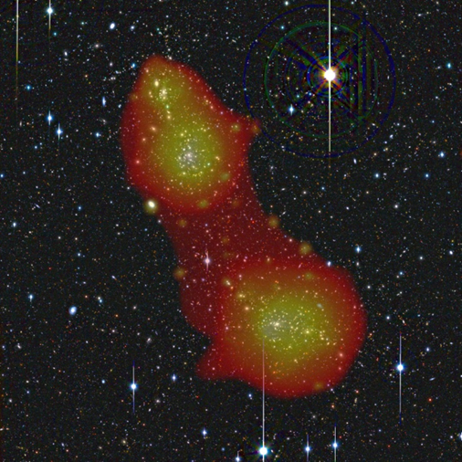 Röntgenopname van de cluster van sterrenstelsels Abell 223 / 224