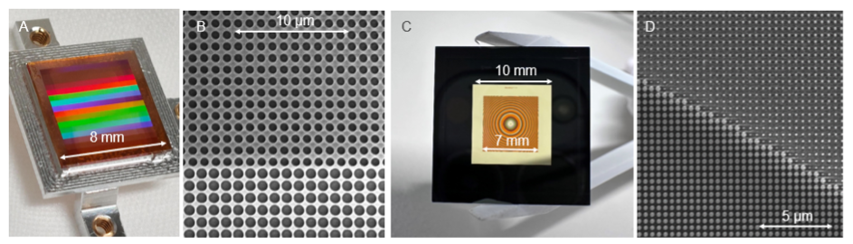 Examples of manufactured nanostructured optical elements.