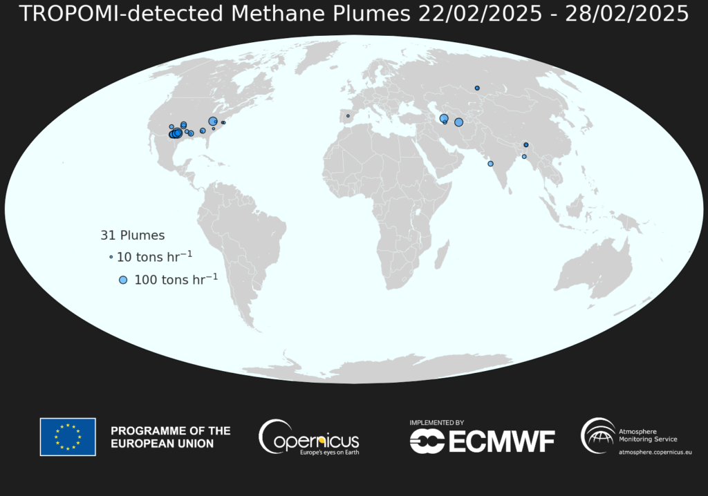 SRON Weekly Methane Plumes week 9