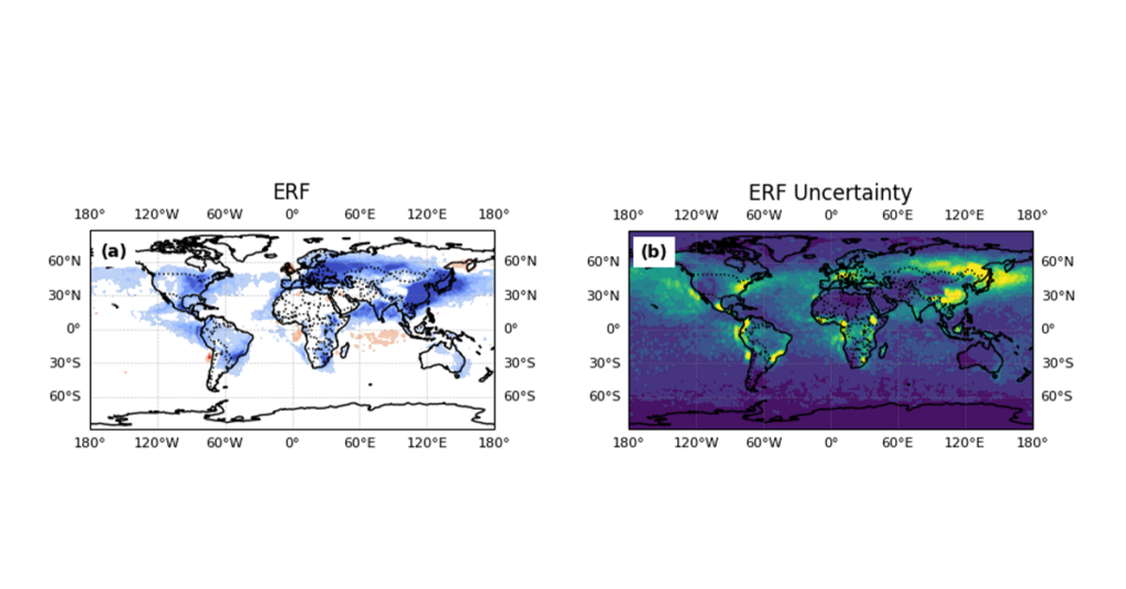 World maps showing aerosol uncertainties.